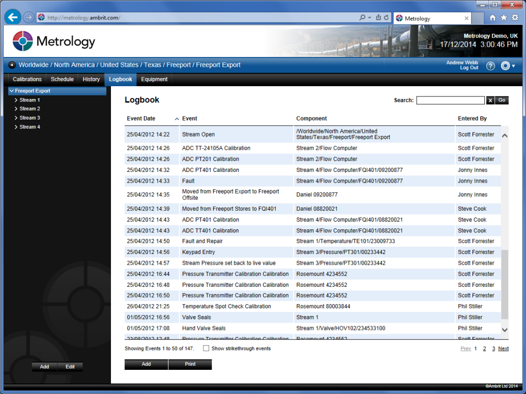 Viewing Logbook Entries Metrology Manual