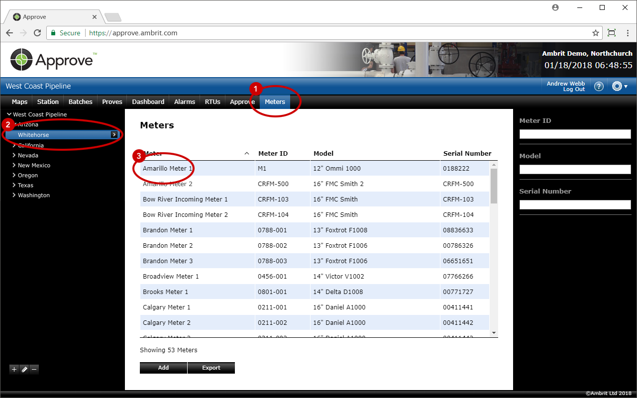 Approve Meters List Select Meter