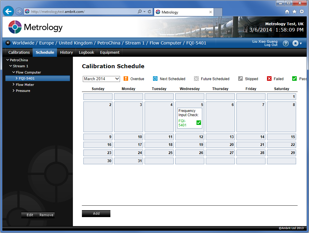 Viewing the Calibration Schedule Metrology Manual