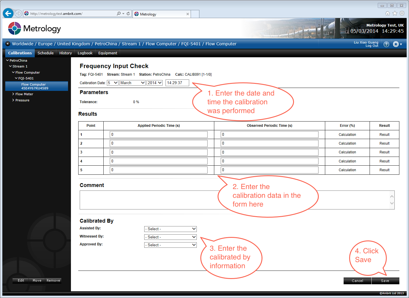 Performing a Calibration Metrology Manual