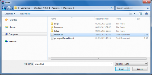select import file